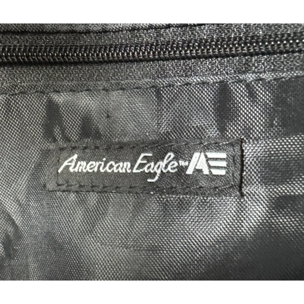 American Eagle Floral Canvas Drawstring Rucksack Backpack Gray Pink OS 169956